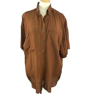 Vtg M Compagnie Internationale Express Pure Silk Button Up Blouse Women Medium